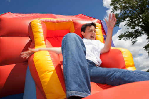 Inflatable slide (bouncy castle) accident.