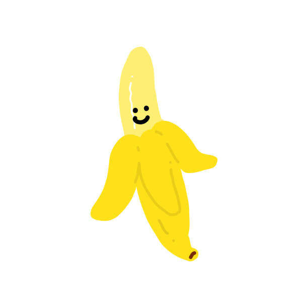 ilustrações, clipart, desenhos animados e ícones de ilustração plana colorida do caractere banana. - banana peeled banana peel white background