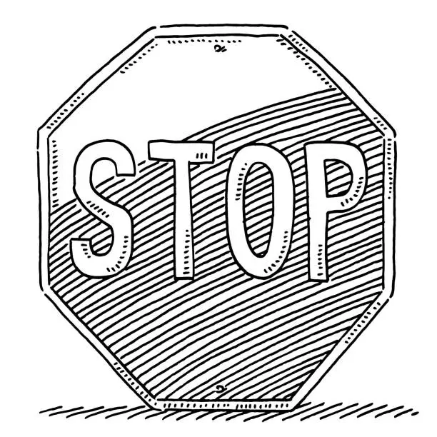 Vector illustration of Stop Sign Drawing