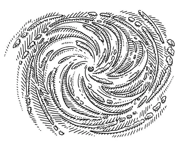 Vector illustration of Hurricane Tropical Storm Symbol Drawing