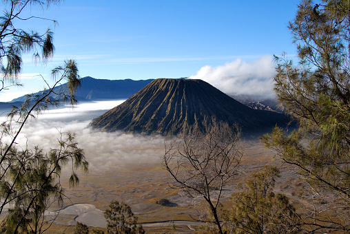 landscapes of the bromo volcano at dawn in Java (Indonesia)