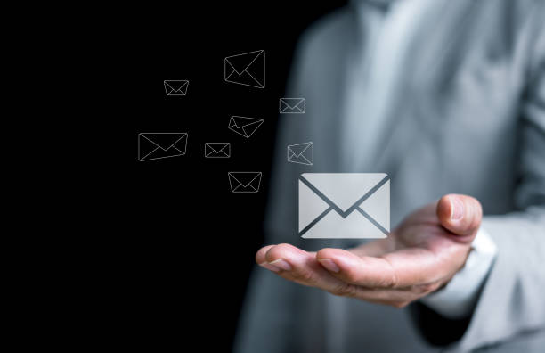 istock Email marketing concepts. Fast and efficient communication, global reach, attachments, privacy and security, value, 24 hours service, and alerts. 1646692278