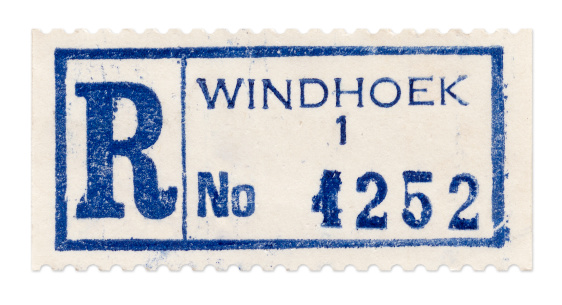 Label for registered mail (Namibia, 1984)