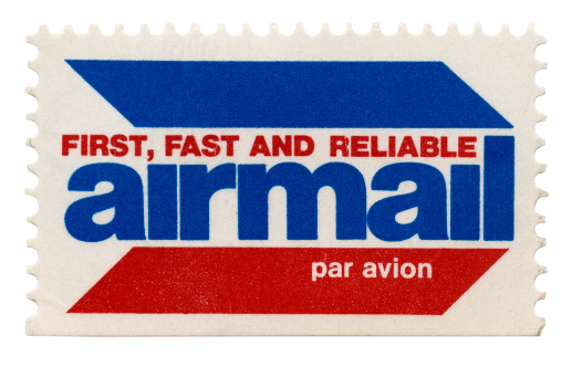 Vintage air mail label (1975)