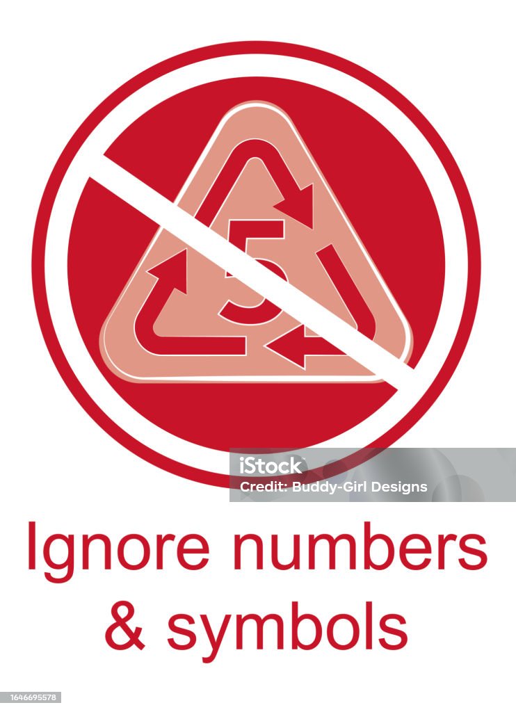 Warning Code Ignore Ignore Recycle Numbers And Symbols Resin Code 5 Stock Illustration ...