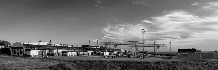 Panorama of the modern city, fusion of nature and industrial environment