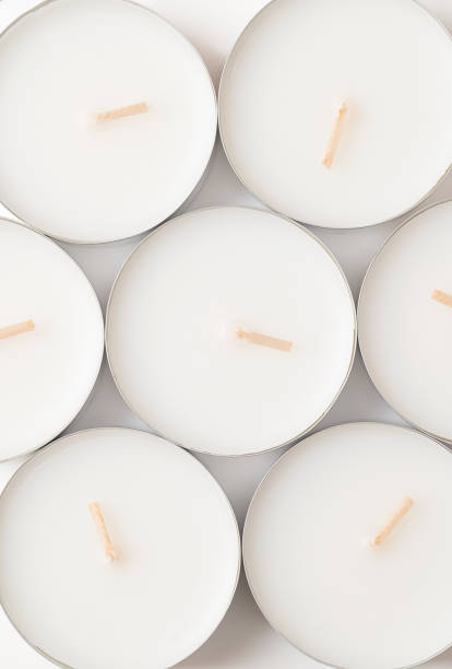 istock Group of large tealights, long-burning candles, from above 1646703323