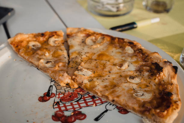 Close-up of pizza Margherita on a plate in a restaurant