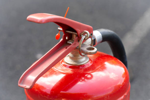 istock Red fire extinguisher, powder extinguisher 1646709854