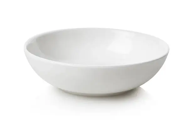 Empty white bowl isolated on white background