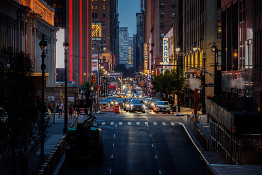 New York, USA - Traffic on busy streets of Manhattan