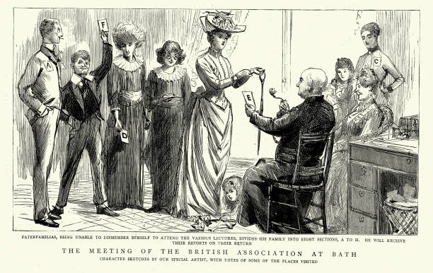 paterfamilias, лекции собрания британской ассоциации в бате, 1888 г., 19 век - patriarchy stock illustrations
