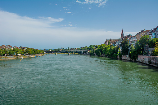 View of the old town of Basel, Switzerland with the River Rhine and the historic bridgeView of the old town of Basel, Switzerland with the River Rhine
