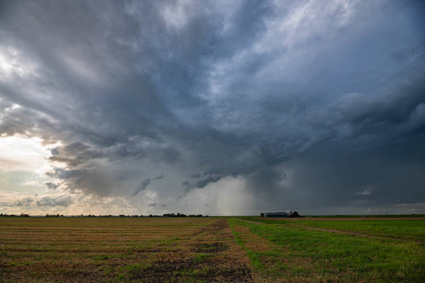Storm cloud with heavy rain over the plains