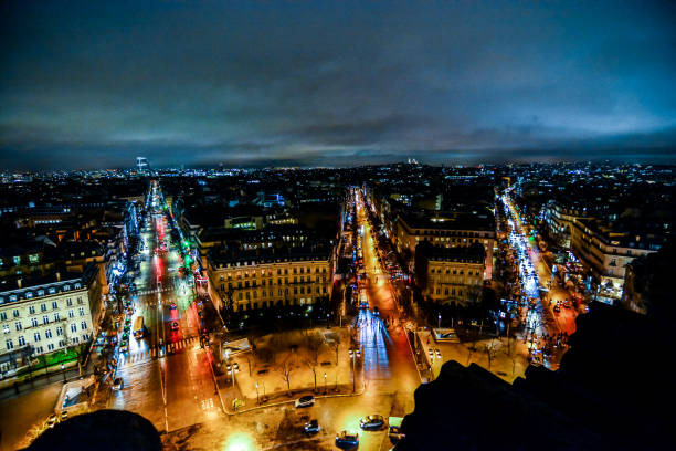 istock view from Arc de triomphe at night,Photo image a Beautiful panoramic view of Paris Metropolitan City 1646830820