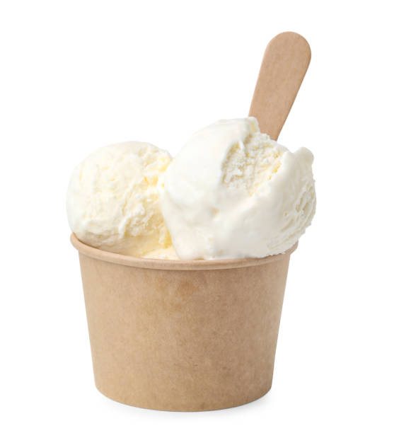 istock Delicious vanilla ice cream in paper cup isolated on white 1646846249