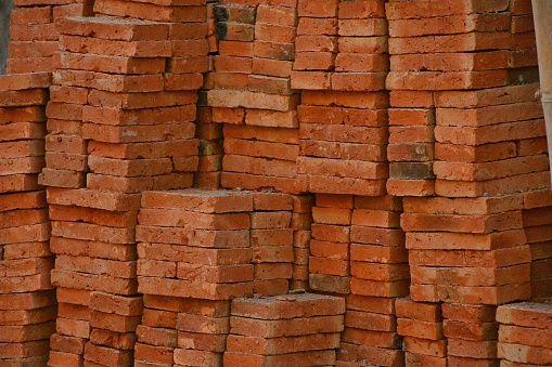 a stack of bricks at a construction site of a new home