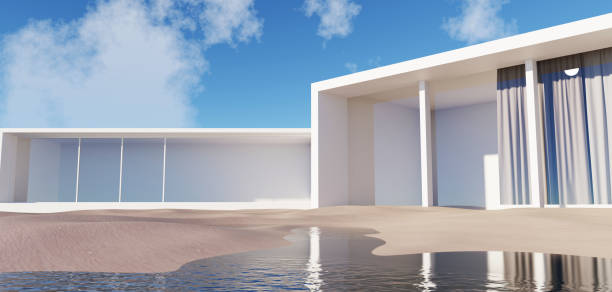 istock 3d Render, Abstract Surreal pastel landscape background with Architecture modern building and geometric arches, Colorful dune scene with copy space, blue sky and cloudy, Minimalist decor design 1646850732