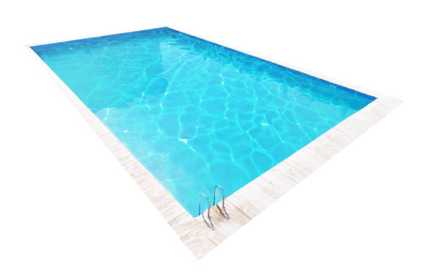 istock Swimming pool with ladder isolated on white 1646885051