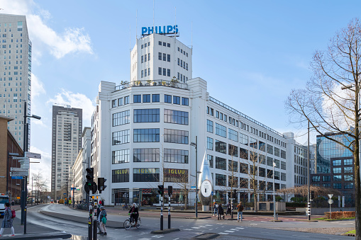 Eindhoven, Netherlands, February 15, 2022; Old Philips factory building in the center of Eindhoven.