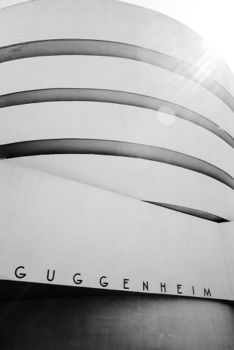 New York,NY USA- 2021 The outside facade of The Solomon R. Guggenheim Museum located at 1071 5th Ave,New York