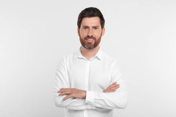 istock Portrait of handsome man on white background 1646962463