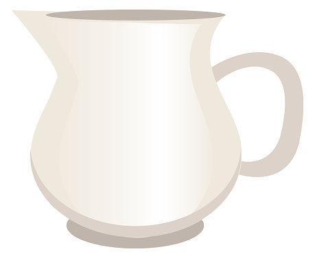 Ceramic jug icon. White cartoon kitchen pitcher isolated on white background