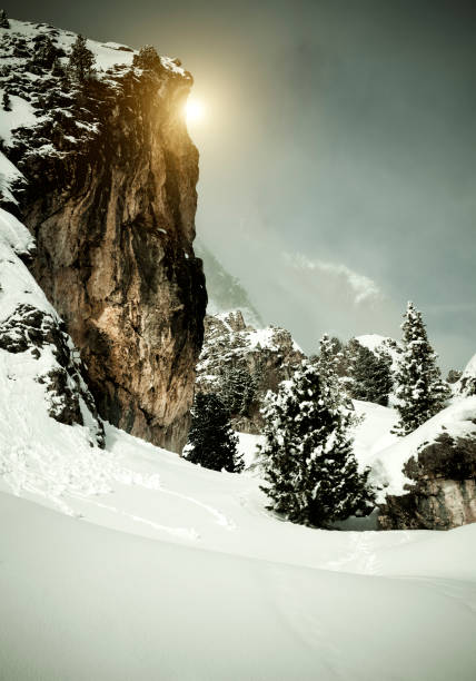 Toned image of the Sella Ronda skiing area. The famous circuit around the Sella massif in the Dolomites.