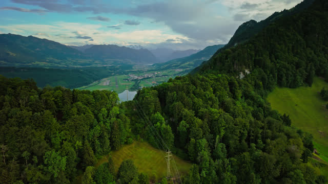 Aerial View of Spectacular Alpine Scenery in Nidwalden Canton