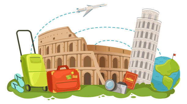 istock Italian landmarks. Travel historical places cartoon icon 1647030208