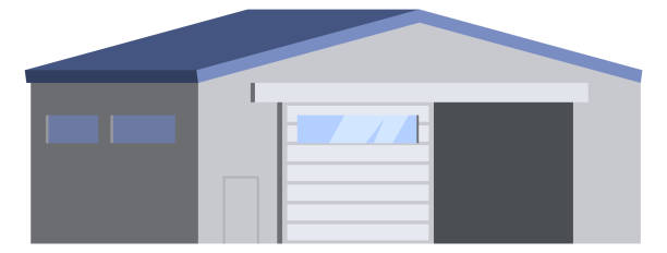 istock Garage facade. Storage building. Industrial metal door 1647047050
