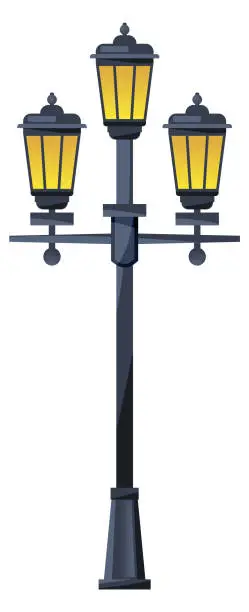 Vector illustration of Vintage city light. Outdoor lantern. Street lamp