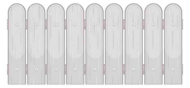 istock Yard hedge. Cartoon white plank fence barrier isolated on white 1647052681
