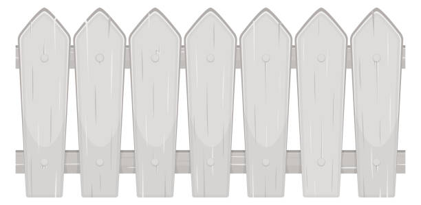 istock White fence. Garden wooden barrier. Yard hedge isolated on white 1647053163