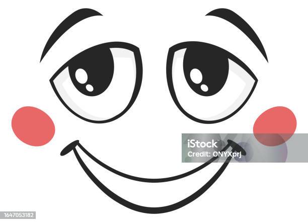 Contented Smiley Happy Face Expression Contented Emotion Cheerful Emoji Stock ...