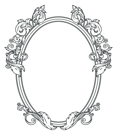 Antique round frame. Decorative baroque filigree border isolated on white background