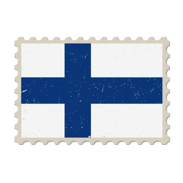 istock Finland grunge postage stamp. Vintage postcard vector illustration with Finnish national flag isolated on white background. Retro style. 1647064083