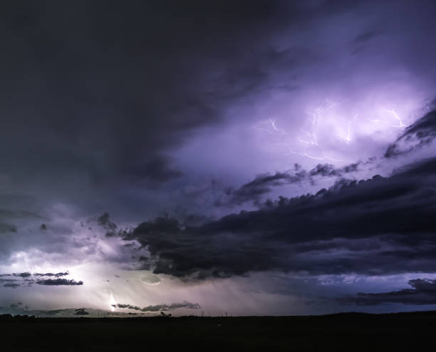 istock Severe thunderstorm and rain with many lightning peals and dense clouds, on the Black Sea coast in Georgia 1647093586