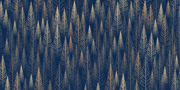 nahtloser goldener herbstwaldhintergrund - wood abstract backgrounds wallpaper pattern stock-grafiken, -clipart, -cartoons und -symbole