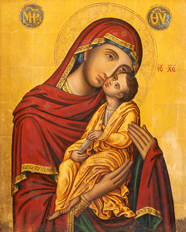 Naples - The icon of Madonna from the chruch Chiesa dei Santi Pietro e Paolo dei Greci by unknown artist.