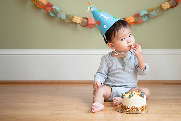 Asian baby celebrating his First Birthday