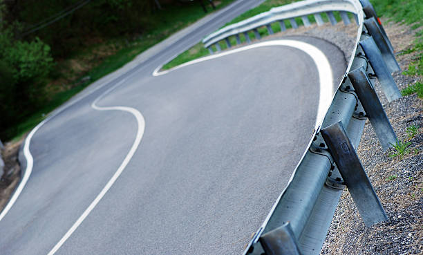 istock Asphalt curve focus on guard-rail 164713436