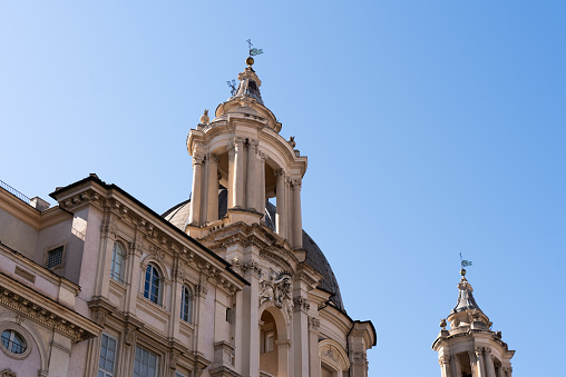 Looking up at the stunning Church of Saint Agnes (Sant'Agnese) in Rome.