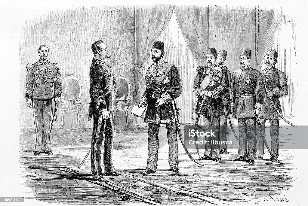 Persian Ambassador meets the King of Italy Italian Culture stock illustration