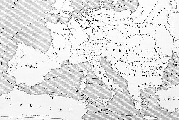 illustrazioni stock, clip art, cartoni animati e icone di tendenza di mappa di europa (francese - french renaissance