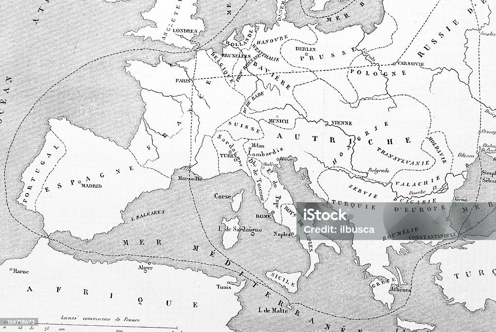 Map of Europe (French) Map stock illustration