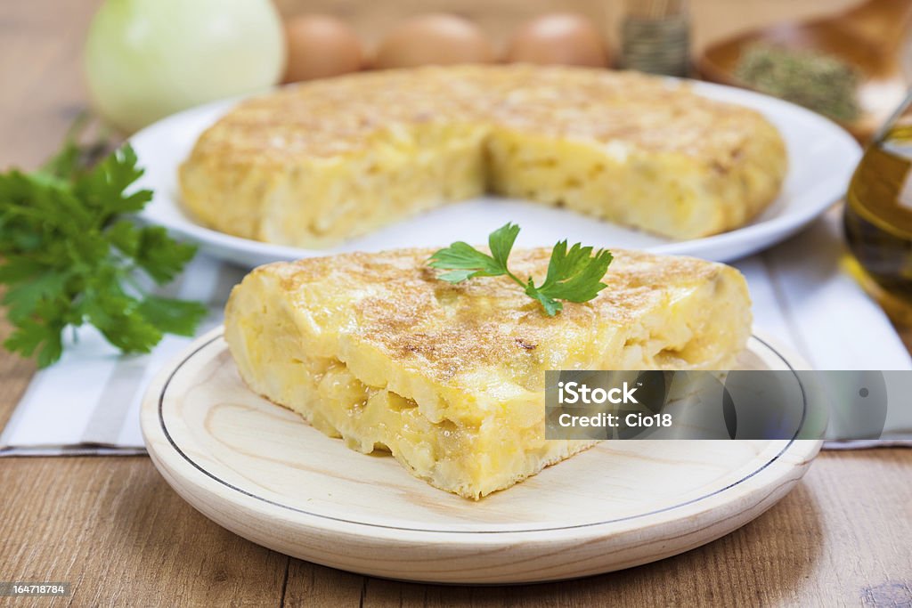 Portion of a Spanish Omelette By far the most popular Spanish tapa Spanish Omelet Stock Photo