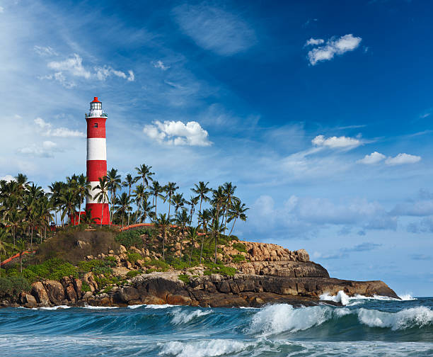istock Lighthouse on rocky shore. Kovalam , Kerala, India 164718850