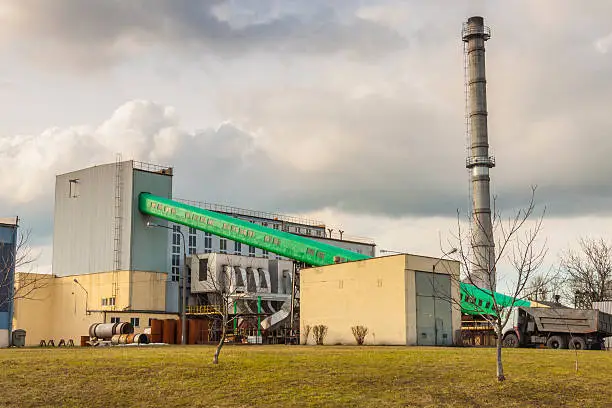 View on small city  heating plant in Raciborz - Poland.