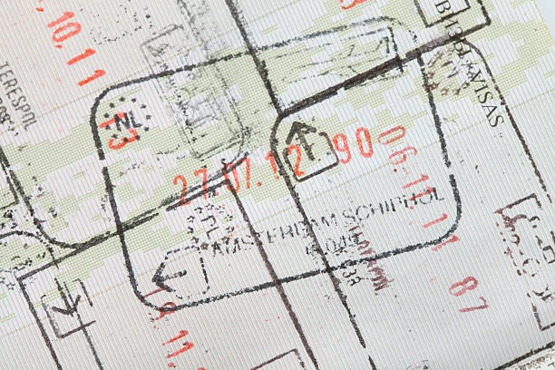 istock Immigration stamps on passport page 164719141